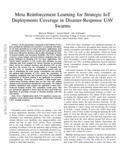 Meta Reinforcement Learning for Strategic IoT Deployments Coverage in
  Disaster-Response UAV Swarms