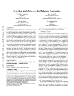 Selecting Walk Schemes for Database Embedding
