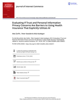 Evaluating if trust and personal information privacy concerns are
  barriers to using health insurance that explicitly utilizes AI