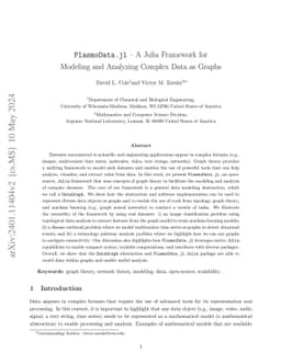 PlasmoData.jl -- A Julia Framework for Modeling and Analyzing Complex
  Data as Graphs
