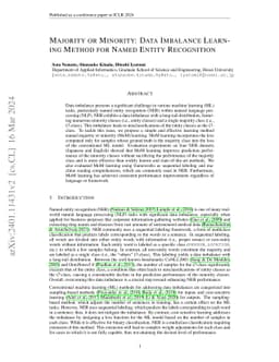 Majority or Minority: Data Imbalance Learning Method for Named Entity Recognition