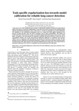 Task-specific regularization loss towards model calibration for reliable
  lung cancer detection