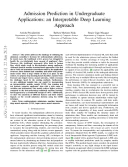Admission Prediction in Undergraduate Applications: an Interpretable
  Deep Learning Approach