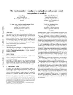 On the impact of robot personalization on human-robot interaction: A
  review