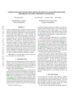 Stereo-Matching Knowledge Distilled Monocular Depth Estimation Filtered
  by Multiple Disparity Consistency