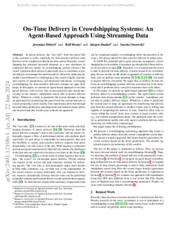 On-Time Delivery in Crowdshipping Systems: An Agent-Based Approach Using
  Streaming Data