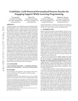 CodeTailor: LLM-Powered Personalized Parsons Puzzles for Engaging
  Support While Learning Programming
