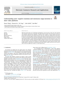 Understanding users negative emotions and continuous usage intention in
  short video platforms