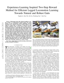 Experience-Learning Inspired Two-Step Reward Method for Efficient Legged
  Locomotion Learning Towards Natural and Robust Gaits