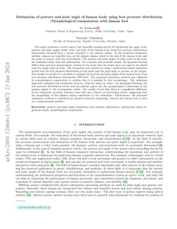Estimation of posture and joint angle of human body using foot pressure
  distribution: Morphological computation with human foot