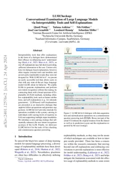 LLMCheckup: Conversational Examination of Large Language Models via
  Interpretability Tools and Self-Explanations
