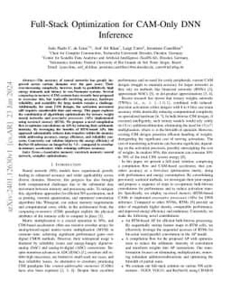 Full-Stack Optimization for CAM-Only DNN Inference