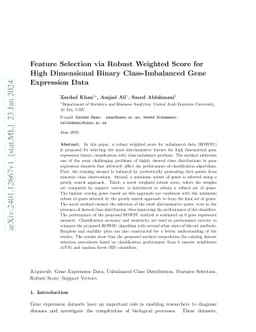 Feature Selection via Robust Weighted Score for High Dimensional Binary
  Class-Imbalanced Gene Expression Data