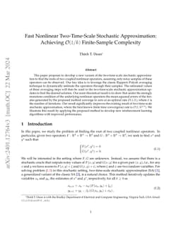 Fast Nonlinear Two-Time-Scale Stochastic Approximation: Achieving
  $O(1/k)$ Finite-Sample Complexity