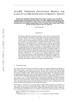 AutoRT: Embodied Foundation Models for Large Scale Orchestration of
  Robotic Agents