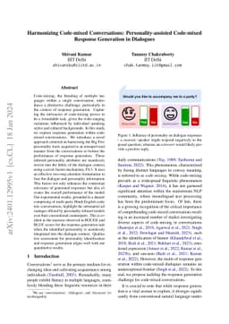 Harmonizing Code-mixed Conversations: Personality-assisted Code-mixed
  Response Generation in Dialogues