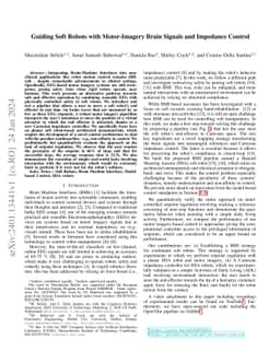Guiding Soft Robots with Motor-Imagery Brain Signals and Impedance
  Control