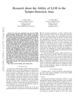 Research about the Ability of LLM in the Tamper-Detection Area