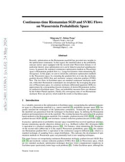 Continuous-time Riemannian SGD and SVRG Flows on Wasserstein
  Probabilistic Space
