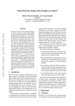 Instruction Fine-Tuning: Does Prompt Loss Matter?