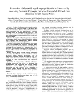 Evaluation of General Large Language Models in Contextually Assessing
  Semantic Concepts Extracted from Adult Critical Care Electronic Health Record
  Notes