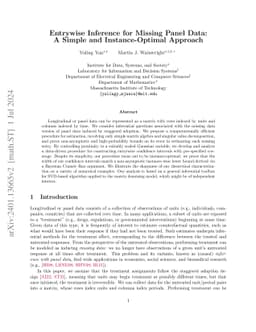 Entrywise Inference for Missing Panel Data: A Simple and
  Instance-Optimal Approach