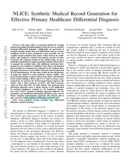 NLICE: Synthetic Medical Record Generation for Effective Primary
  Healthcare Differential Diagnosis