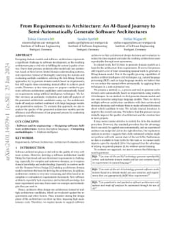 From Requirements to Architecture: An AI-Based Journey to
  Semi-Automatically Generate Software Architectures