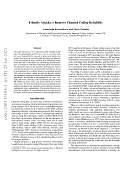 Friendly Attacks to Improve Channel Coding Reliability