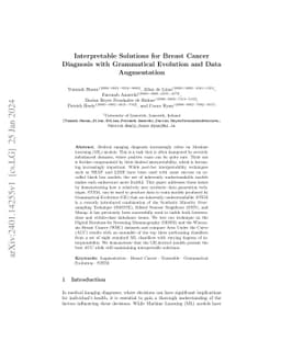 Interpretable Solutions for Breast Cancer Diagnosis with Grammatical
  Evolution and Data Augmentation