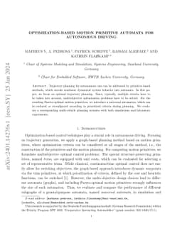 Optimization-based motion primitive automata for autonomous driving