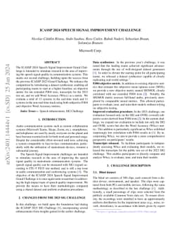 ICASSP 2024 Speech Signal Improvement Challenge