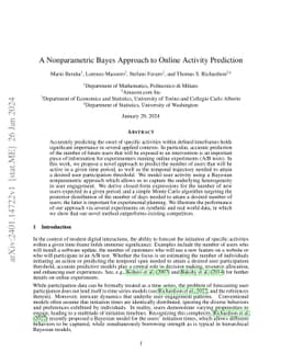 A Nonparametric Bayes Approach to Online Activity Prediction
