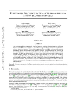 Personality Perception in Human Videos Altered by Motion Transfer
  Networks