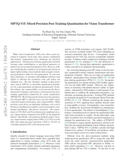 MPTQ-ViT: Mixed-Precision Post-Training Quantization for Vision
  Transformer