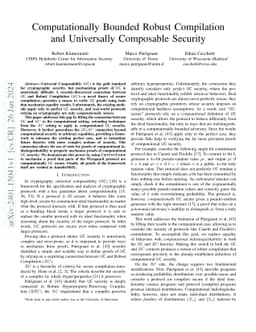 Computationally Bounded Robust Compilation and Universally Composable
  Security