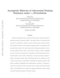 Asymptotic Behavior of Adversarial Training Estimator under $\ell_\infty$-Perturbation