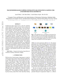Transformer-based Clipped Contrastive Quantization Learning for
  Unsupervised Image Retrieval