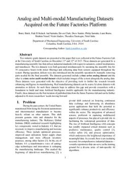Analog and Multi-modal Manufacturing Datasets Acquired on the Future
  Factories Platform
