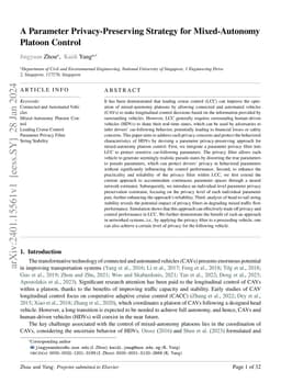 A Parameter Privacy-Preserving Strategy for Mixed-Autonomy Platoon
  Control