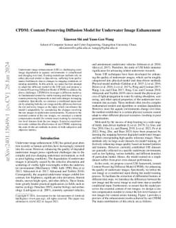 CPDM: Content-Preserving Diffusion Model for Underwater Image
  Enhancement
