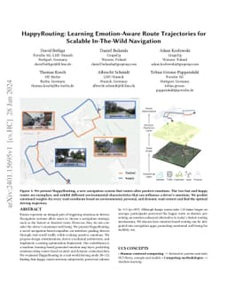 HappyRouting: Learning Emotion-Aware Route Trajectories for Scalable In-The-Wild Navigation