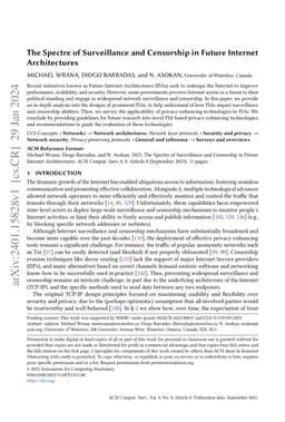 The Spectre of Surveillance and Censorship in Future Internet Architectures