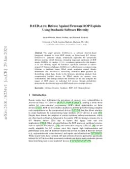 DAEDALUS: Defense Against Firmware ROP Exploits Using Stochastic
  Software Diversity