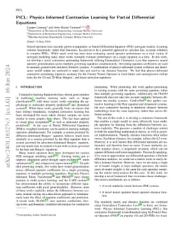 PICL: Physics Informed Contrastive Learning for Partial Differential
  Equations