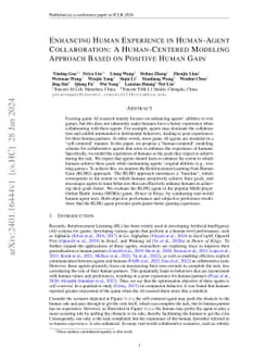 Enhancing Human Experience in Human-Agent Collaboration: A
  Human-Centered Modeling Approach Based on Positive Human Gain