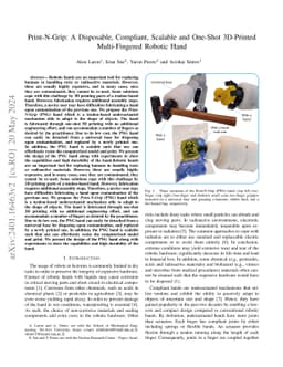 Print-N-Grip: A Disposable, Compliant, Scalable and One-Shot 3D-Printed
  Multi-Fingered Robotic Hand