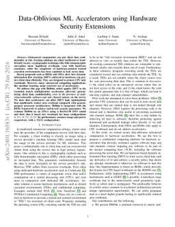 Data-Oblivious ML Accelerators using Hardware Security Extensions