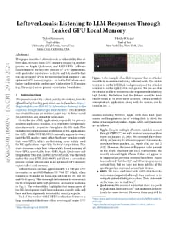LeftoverLocals: Listening to LLM Responses Through Leaked GPU Local
  Memory