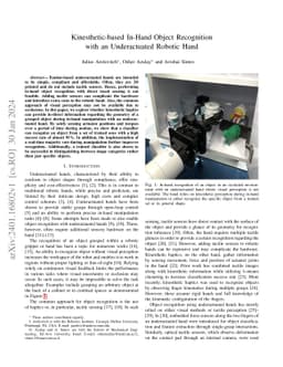 Kinesthetic-based In-Hand Object Recognition with an Underactuated
  Robotic Hand